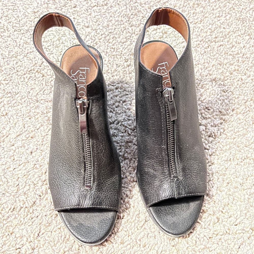 Franco Sarto leather peep toe booties